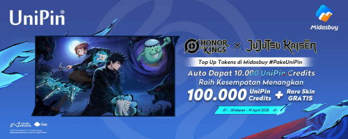 [Honor of Kings x Jujutsu Kaisen] Top Up Tokens di Midasbuy #PakeUniPin Auto Dapat 10.000 UniPin Credits & Raih Rare Skin Gratis!